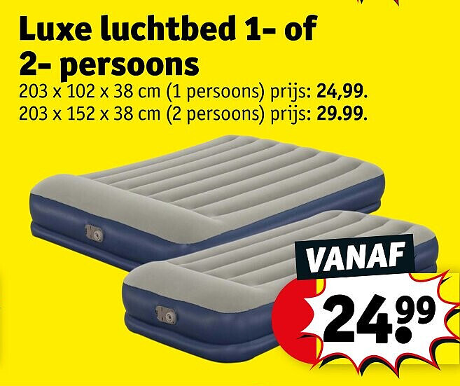 Luxe luchtbed 1- of 2- persoons