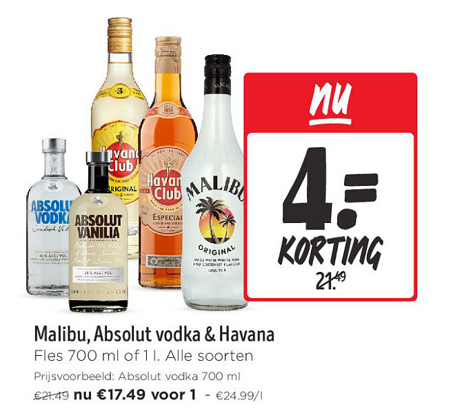 Malibu, Absolut vodka & Havana