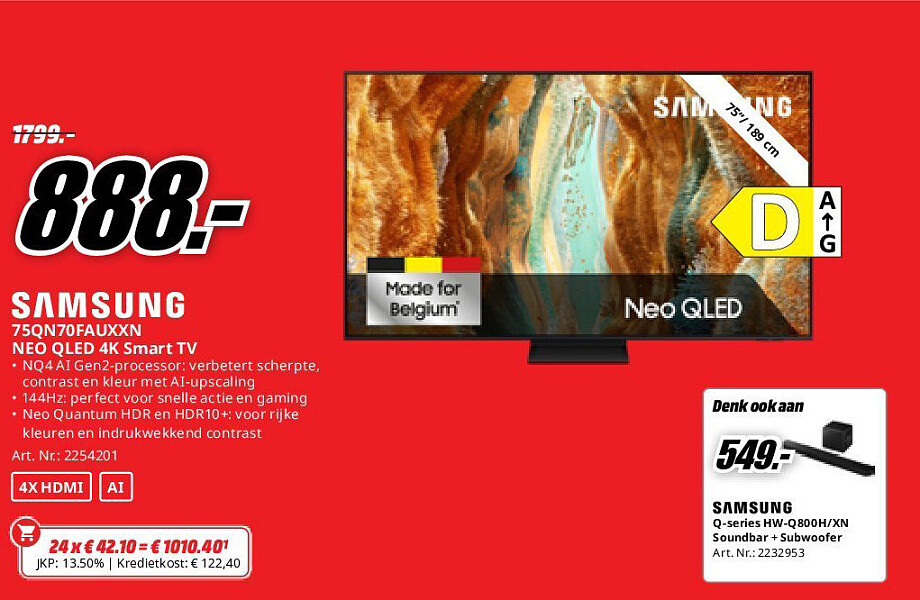 Samsung 75QN70FAUXXN NEO QLED 4K Smart TV
