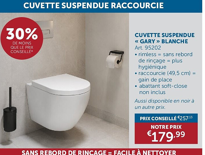 CUVETTE SUSPENDUE « GARY » BLANCHE