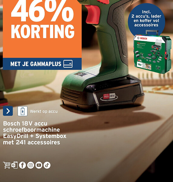 Bosch 18V accu schroefboormachine EasyDrill + Systembox met 241 accessoires