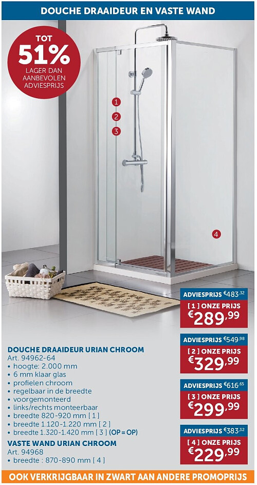 DOUCHE DRAAIDEUR URIAN CHROOM