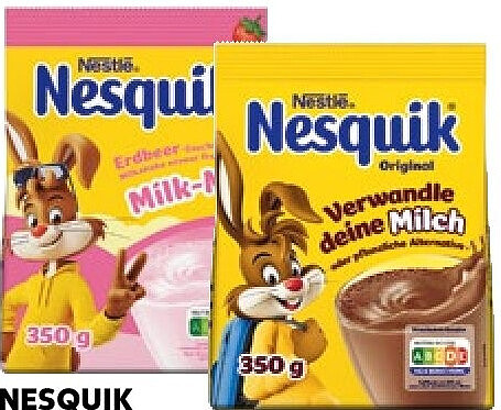 Nesquik Getränkepulver Original Kakao, Erdbeer- oder Vanille-Geschmack, 350-g-Beutel