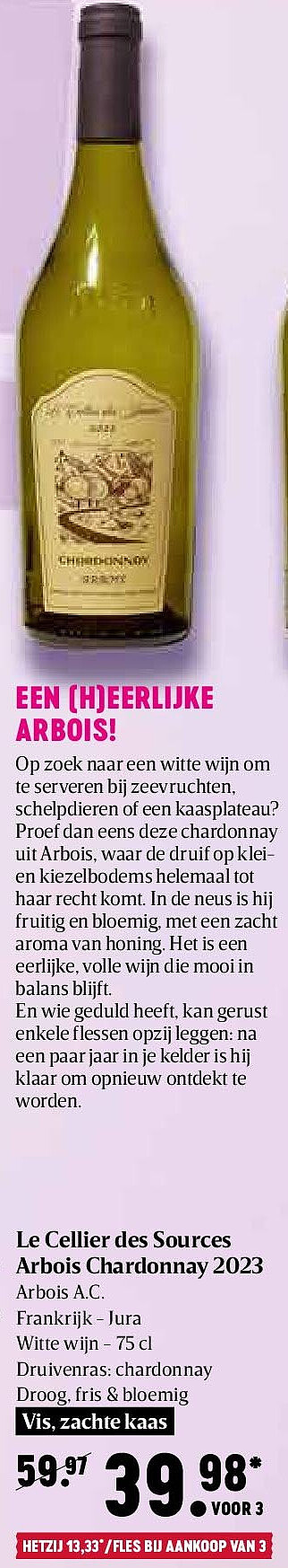 Le Cellier des Sources Arbois Chardonnay 2023