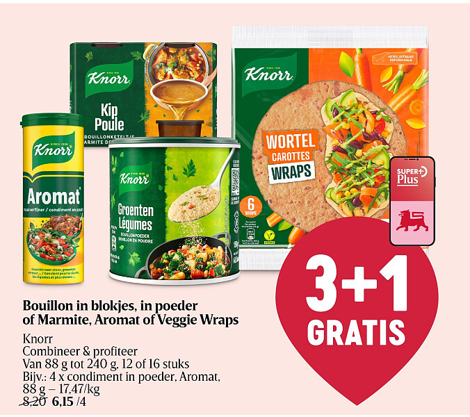 Bouillon in blokjes, in poeder of Marmite, Aromat of Veggie Wraps