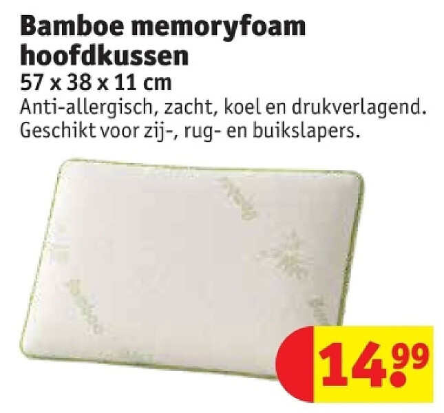 Bamboe memoryfoam hoofdkussen