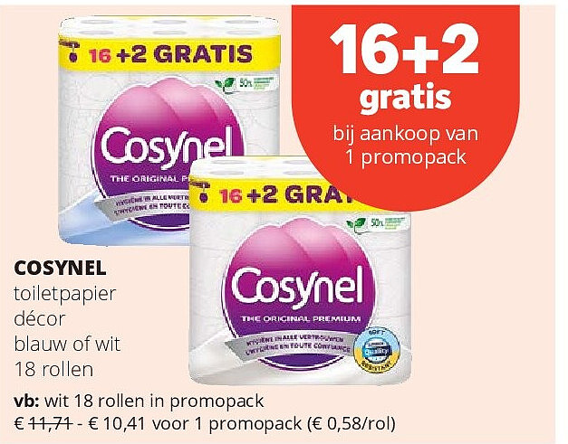 COSYNEL wit 18 rollen in promopack