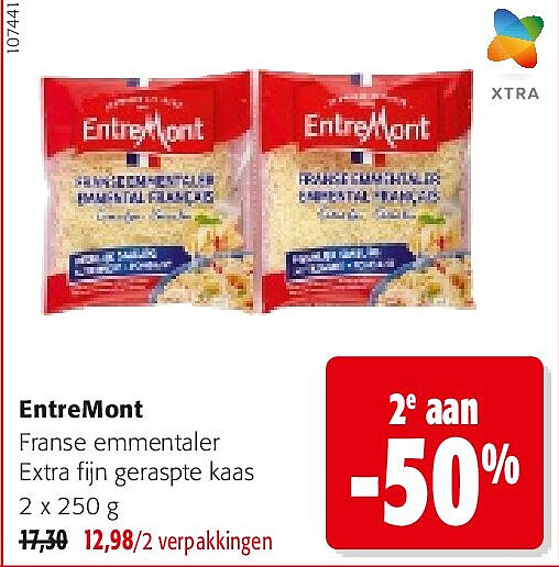 EntreMont Franse emmentaler Extra fijn geraspte kaas 2 x 250 g