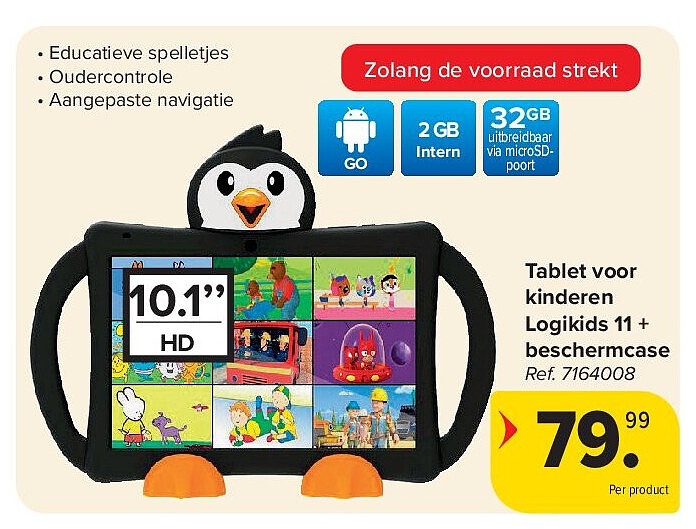Tablet voor kinderen Logikids 11 + beschermcase