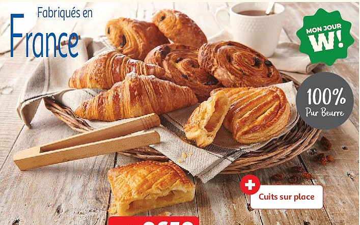 2 CROISSANTS + 2 PAINS AU CHOCOLAT + 2 CHAUSSONS AUX POMMES + 2 PAINS AUX RAISINS PUR BEURRE