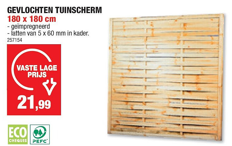 GEVLOCHTEN TUINSCHERM 180 x 180 cm