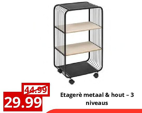 Etagerè metaal & hout – 3 niveaus