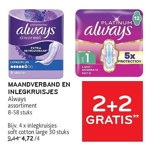 MAANDVERBAND EN INLEGKRUISJES inlegkruisjes soft cotton large 30 stuks