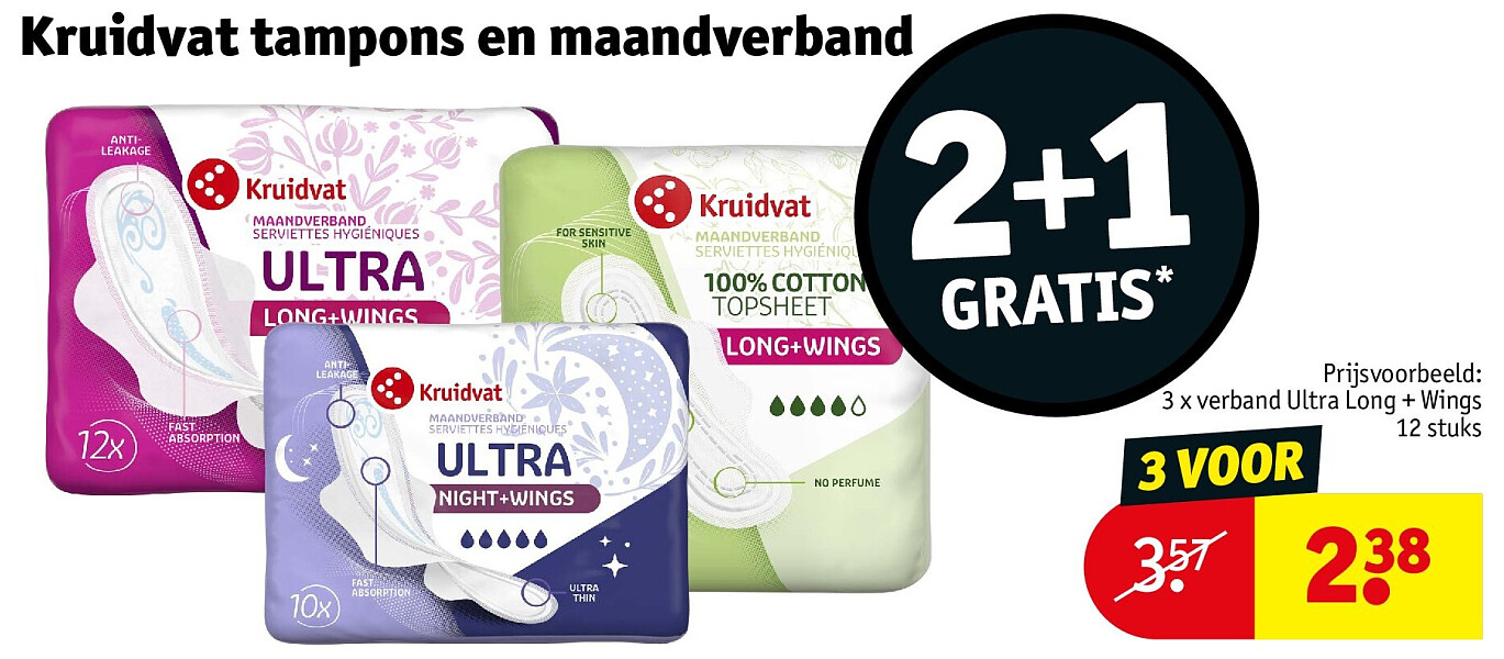 Kruidvat tampons en maandverband 3 VOOR