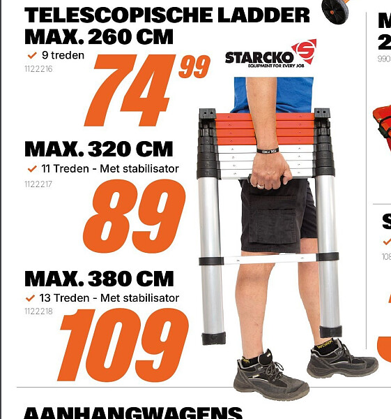 TELESCOPISCHE LADDER MAX. 320 CM