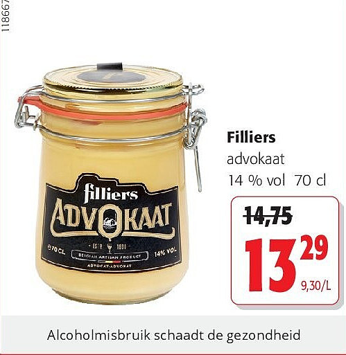 Filliers advokaat 14 % vol 70 cl
