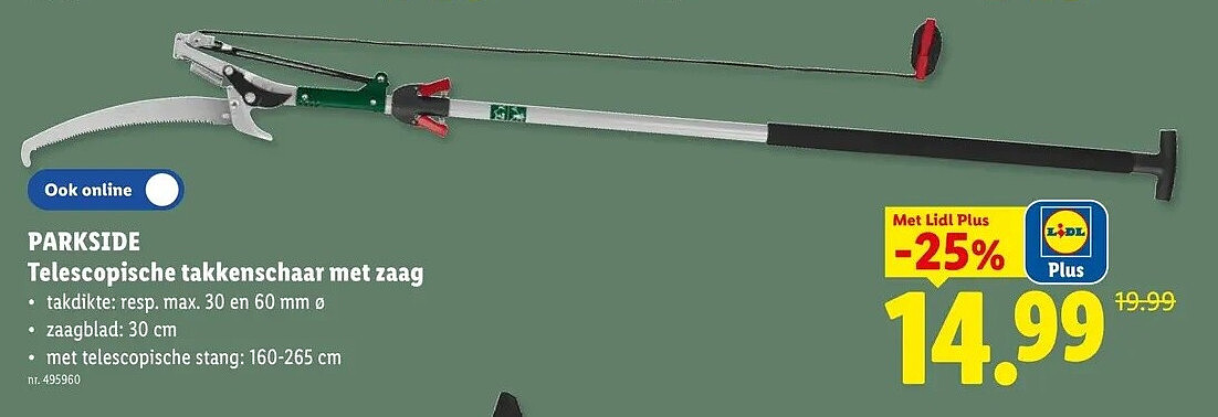 Telescopische takkenschaar met zaag
