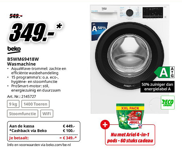 Beko B5WM69418W Wasmachine