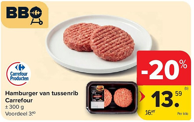 Hamburger van tussenrib Carrefour