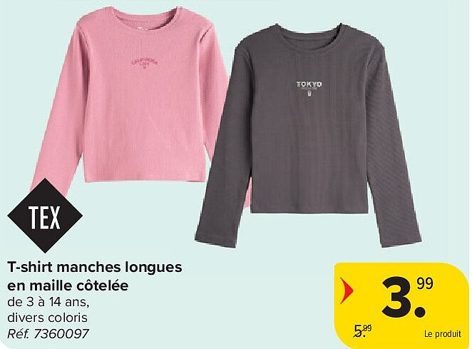 T-shirt manches longues en maille côtelée