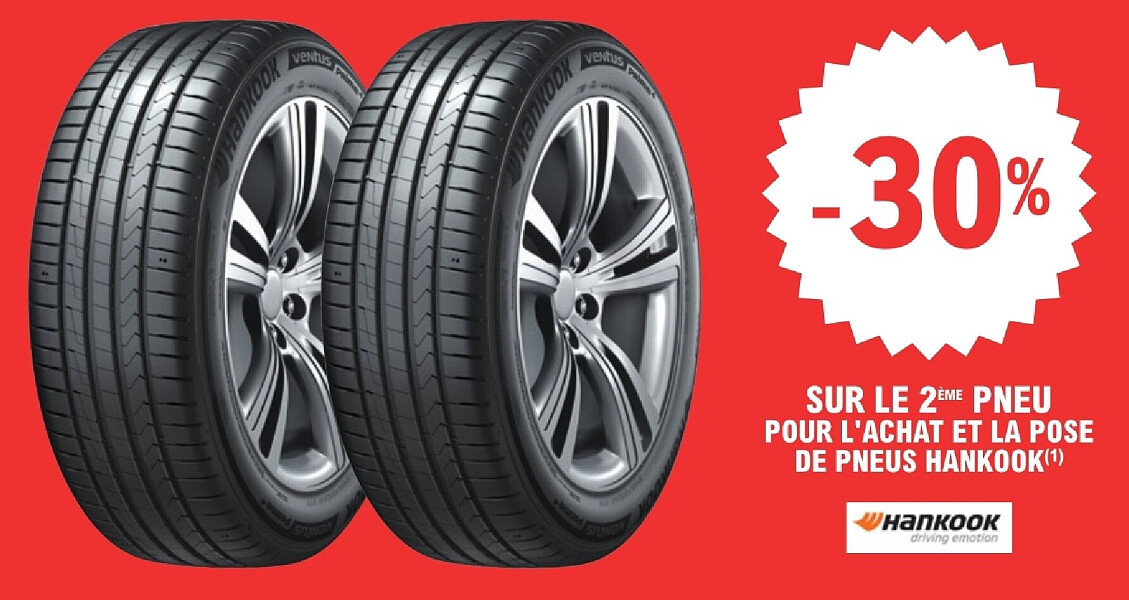 SUR LE 2EME PNEU POUR L'ACHAT ET LA POSE DE PNEUS HANKO0K(1)
