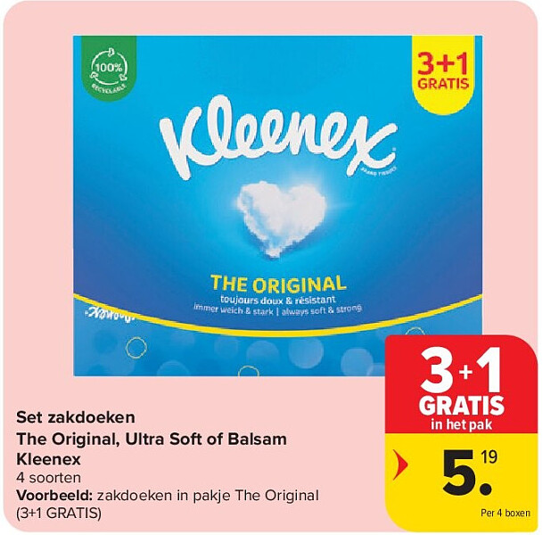 Set zakdoeken The Original, Ultra Soft of Balsam Kleenex
