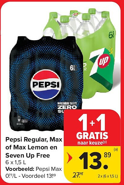 Pepsi Regular, Max of Max Lemon en Seven Up Free