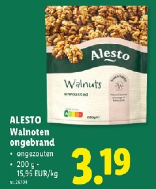 Walnoten ongebrand