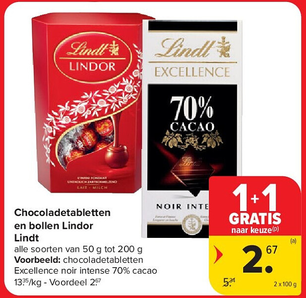 Chocoladetabletten en bollen Lindor Lindt