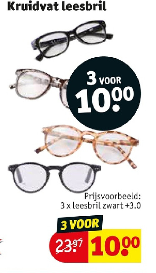 3 x leesbril zwart +3.0