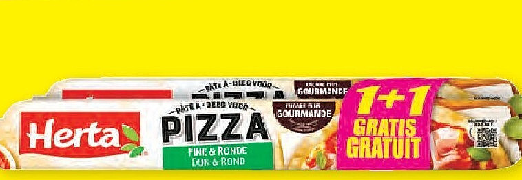 Herta pizzadeeg dun & rond 2x265 g