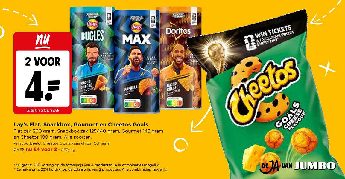 Lay’s Flat, Snackbox, Gourmet en Cheetos Goals