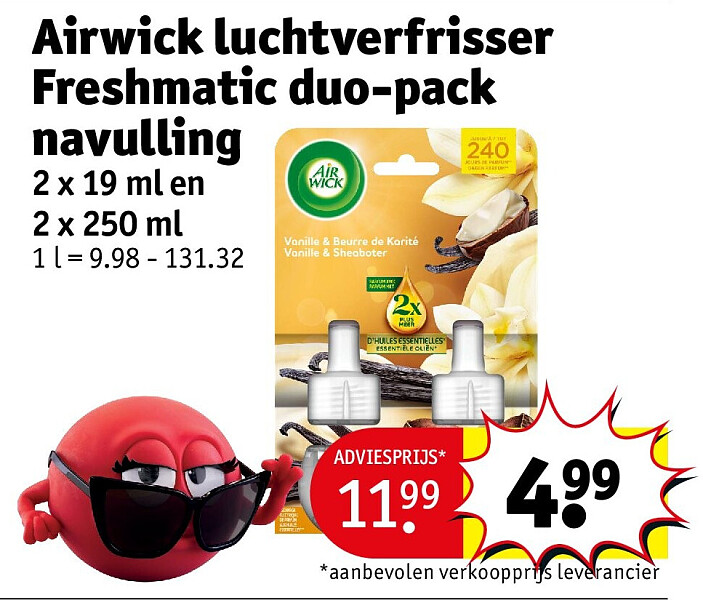 Airwick luchtverfrisser Freshmatic duo-pack navulling