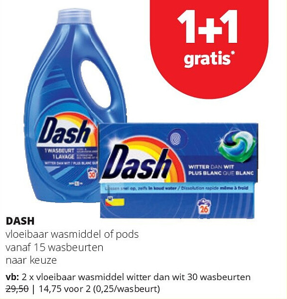 DASH vloeibaar wasmiddel witter dan wit 30 wasbeurten