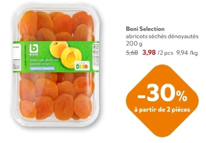 Boni Selection abricots séchés dénoyautés 200 g