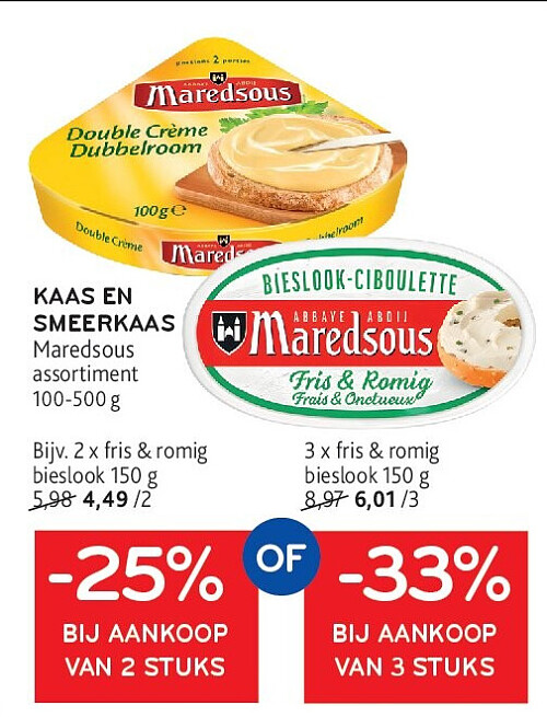 KAAS EN SMEERKAAS Maredsous assortiment 100-500 g