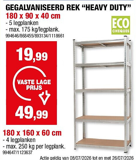 GEGALVANISEERD REK “HEAVY DUTY” 180 x 90 x 40 cm