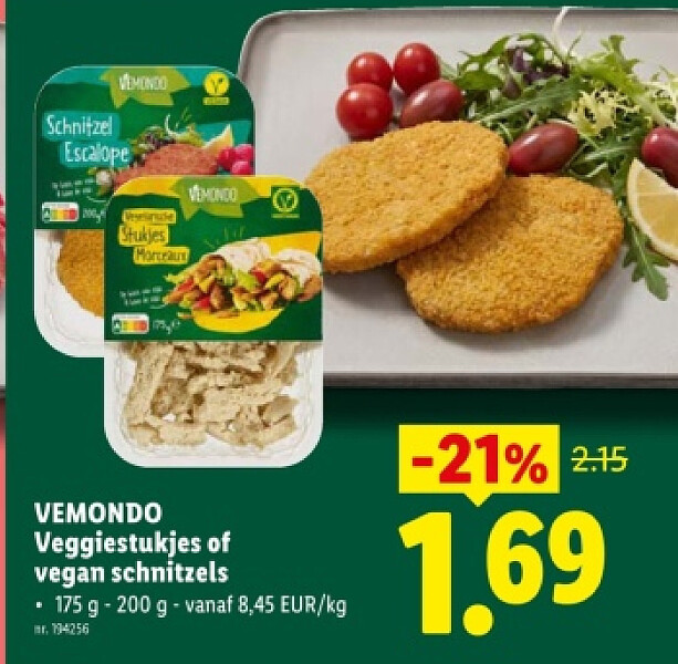 Veggiestukjes of vegan schnitzels