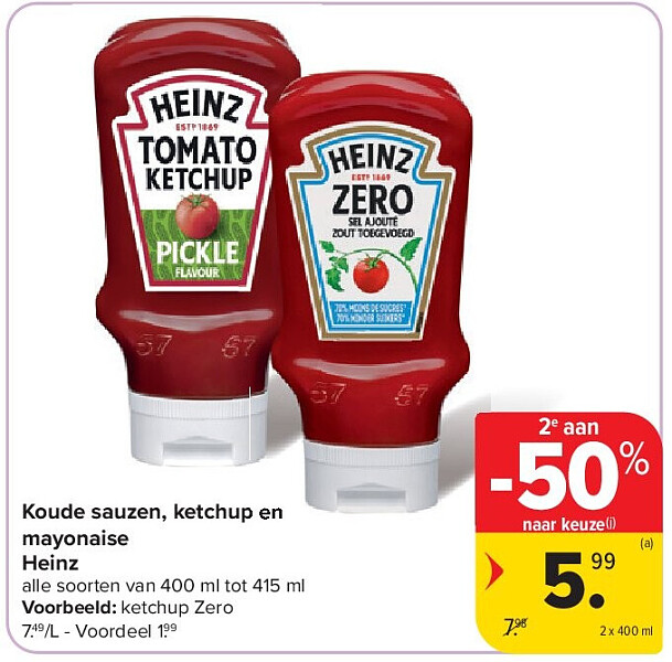Koude sauzen, ketchup en mayonaise Heinz