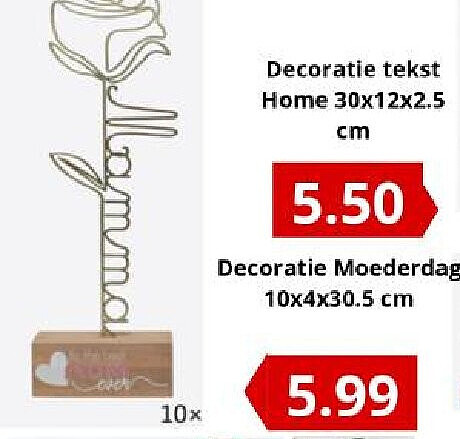 Decoratie Moederdag 10x4x30.5 cm