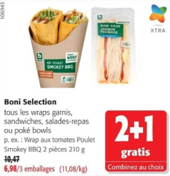 Boni Selection Wrap aux tomates Poulet Smokey BBQ 2 pièces 210 g