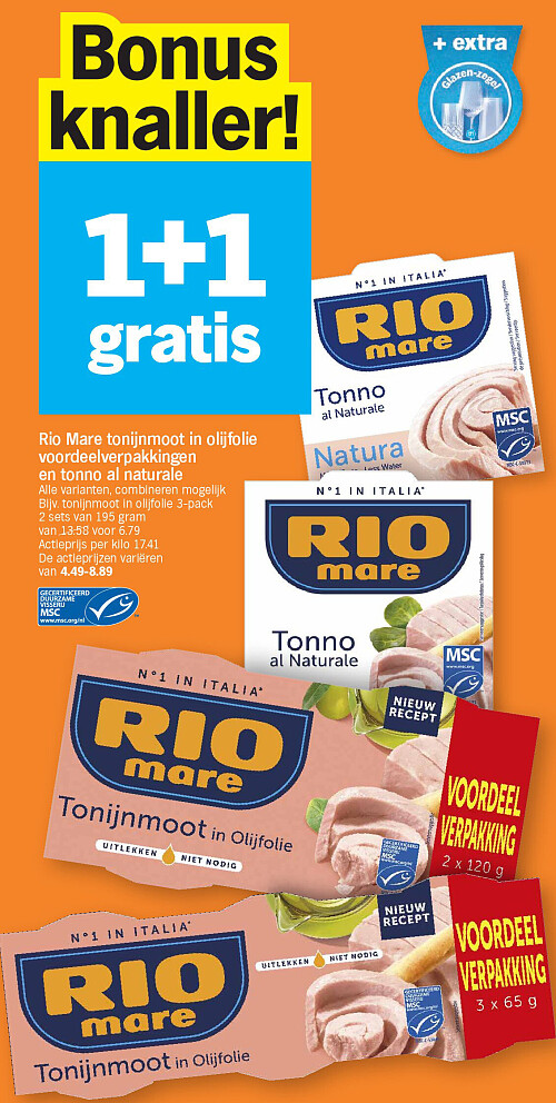 Rio Mare tonijnmoot in olijfolie voordeelverpakkingen en tonno al naturale