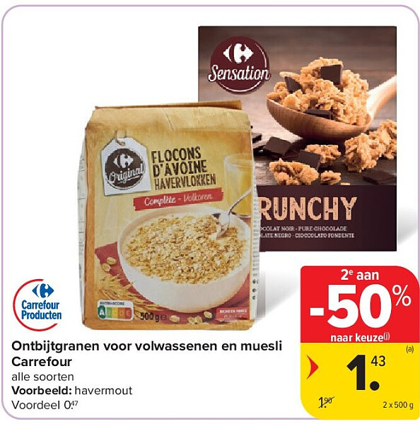 Ontbijtgranen voor volwassenen en muesli Carrefour