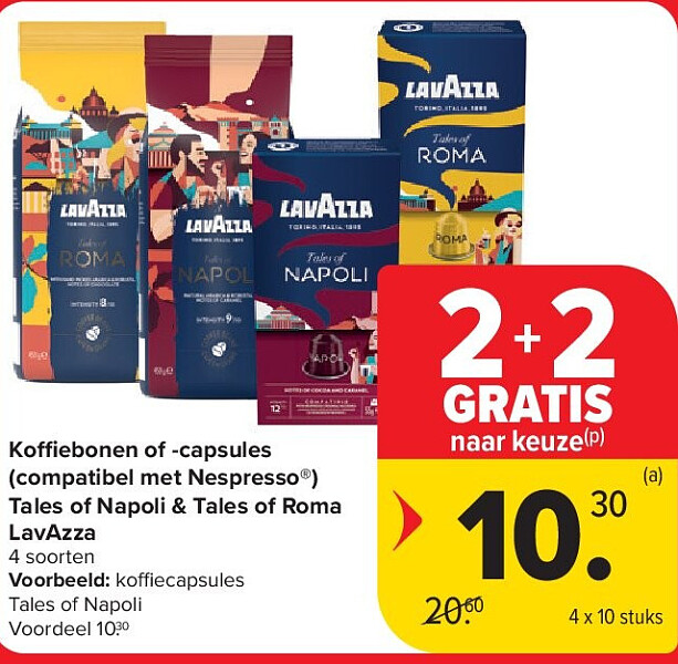 Koffiebonen of -capsules (compatibel met Nespresso®) Tales of Napoli & Tales of Roma LavAzza
