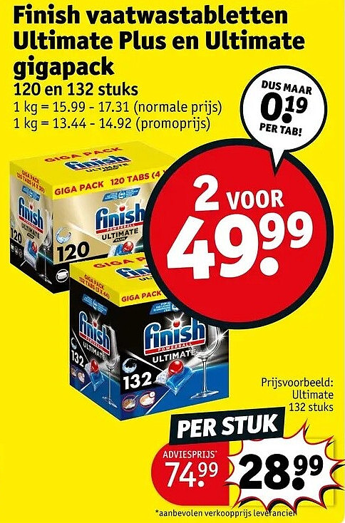 Finish vaatwastabletten Ultimate Plus en Ultimate gigapack