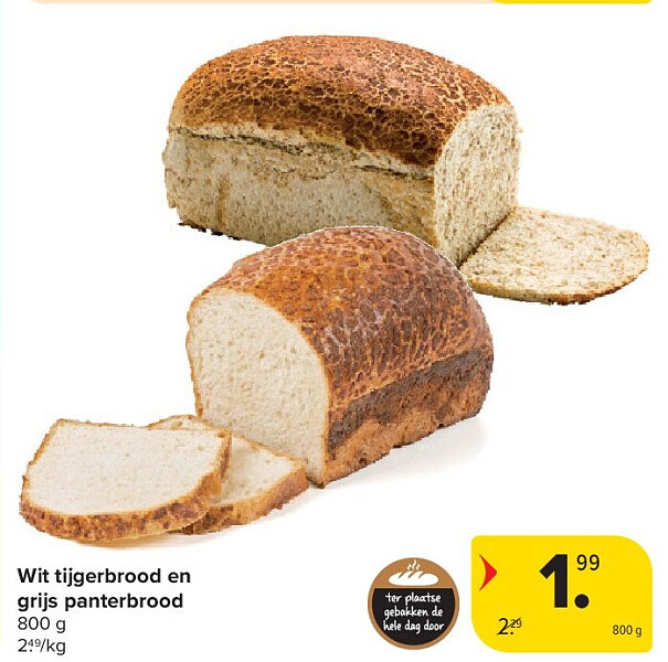 Wit tijgerbrood en grijs panterbrood