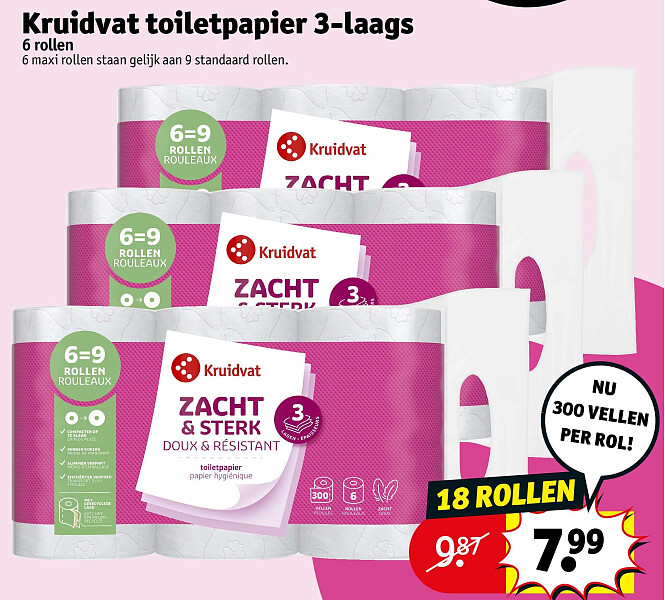Kruidvat toiletpapier 3-laags 18 ROLLEN
