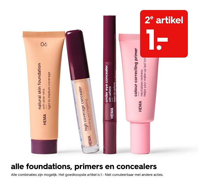alle foundations, primers en concealers
