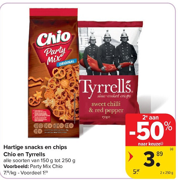 Hartige snacks en chips Chio en Tyrrells
