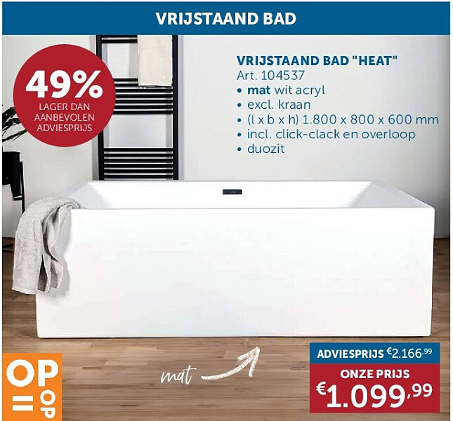 VRIJSTAAND BAD "HEAT"